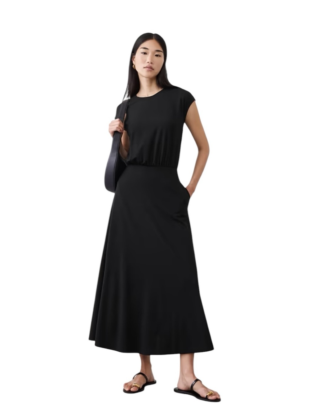 NWT Banana Republic Black Ponte Maxi Dress with Pockets